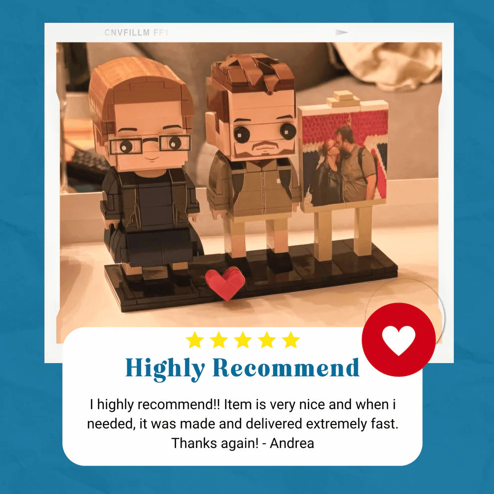 Custom Couple Gift – 2 People Brick Figures with Easel