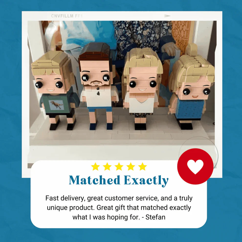 Family Figurines Personalized – 3 Person Custom Brick Mini Figure Set